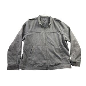 Apt 9 Herringbone Full Zip Jacket XXL Gray Harrington Epaulets Professional Coat